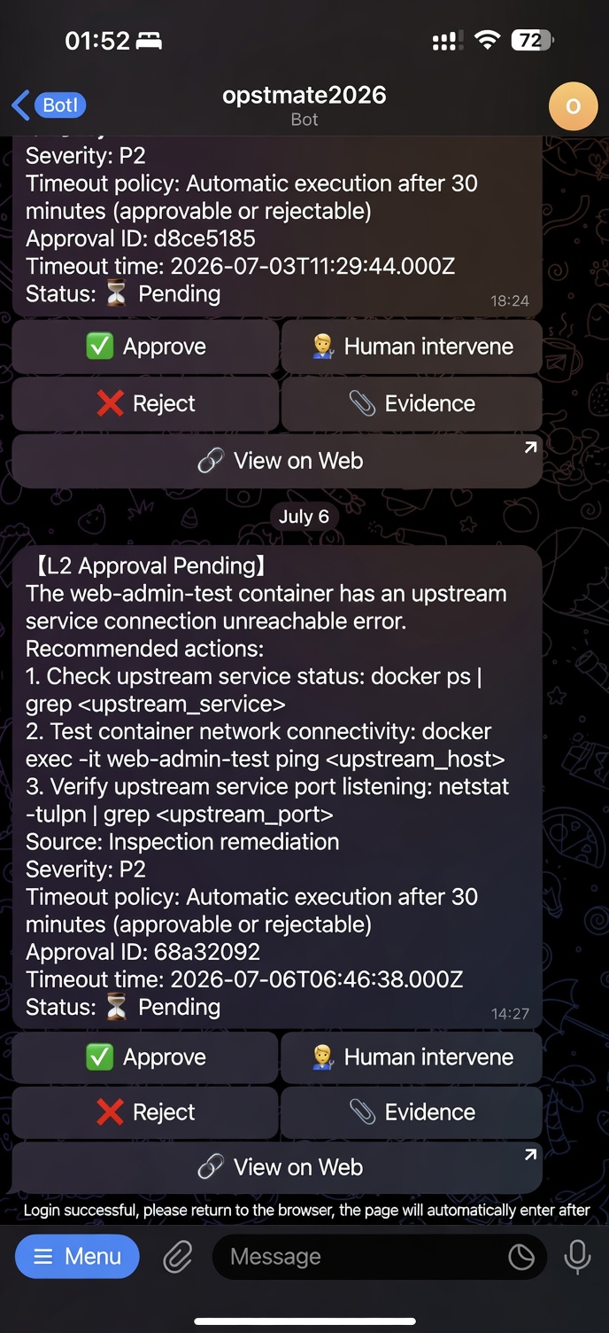 Patrol issues and suggested actions in a Telegram private chat